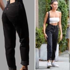 VTG 550 Levi's Relaxed Fit High Rise Mom Jeans in Black Wash Denim